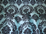 Load image into Gallery viewer, Tiffany Taffeta Black Flocking Damask fabric per yard
