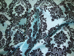 Load image into Gallery viewer, Tiffany Taffeta Black Flocking Damask fabric per yard
