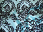 Load image into Gallery viewer, Tiffany Taffeta Black Flocking Damask fabric per yard
