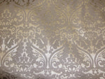 Load image into Gallery viewer, Vinyl faux fake leather Silver Parisian Embossed Damask upholstery Drapery sofa chair pillow  home fabric per yard 54" wide
