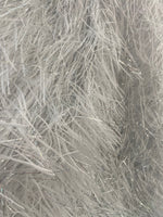 Load image into Gallery viewer, White feather tinsel on mesh fabric per yard 60" wide
