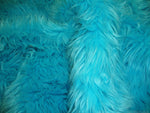 Load image into Gallery viewer, Turquoise Mongolian shaggy faux fur  fabric per yard

