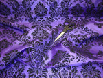Load image into Gallery viewer, Damask Taffeta purple Black Flocking  fabric per yard
