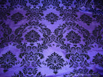 Load image into Gallery viewer, Damask Taffeta purple Black Flocking  fabric per yard
