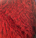Load image into Gallery viewer, Red feather tinsel on mesh fabric per yard 60" wide
