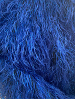 Load image into Gallery viewer, Blue feather tinsel on mesh fabric per yard 60" wide

