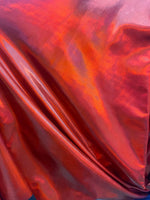 Load image into Gallery viewer, Red Iridescent Metallic Foil 4Way Stretch Spandex fabric BY THE YARD swimwear dancewear costume 60" Wide
