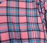 Load image into Gallery viewer, Plaid Pink blue Spandex 4 way stretch 58" wide
