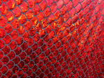 Load image into Gallery viewer, Red black 4-Way Stretch  Mermaid Hologram Spandex Metallic foil scales Fabric by the yard
