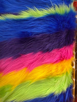 Load image into Gallery viewer, Rainbow colored faux fur, shaggy colorful 60" inch wide Upholstery Fabric by the yard
