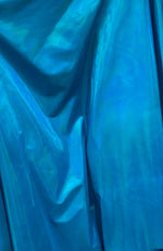 Load image into Gallery viewer, Turquoise Iridescent Metallic Foil 4Way Stretch Spandex fabric BY THE YARD swimwear dancewear costume 60" Wide
