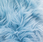 Load image into Gallery viewer, Light blue shaggy faux fur upholstery fabric yard 60" wide
