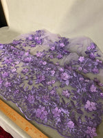 Load image into Gallery viewer, Lily Floral lace sequin Fabric Scalloped ends Sold By yard
