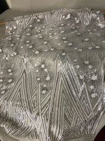 Load image into Gallery viewer, 4-way Stretch Star Geometric sequin mesh Fabric BY THE YARD
