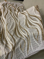 Load image into Gallery viewer, 4-way Stretch Wave fishnet sequin mesh dress grown Fabric BY THE YARD
