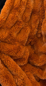 Load image into Gallery viewer, Faux fur, Rust orange Ripple Chinchilla Mink Soft  Fabric BY THE YARD
