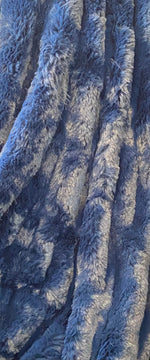 Load image into Gallery viewer, Navy Ripple Chinchilla Mink Soft Faux Fur Fabric BY THE YARD
