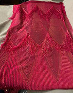 Load image into Gallery viewer, 4-way Stretch Geometric 6" Dangle sequin mesh dress grown Fabric BY THE YARD
