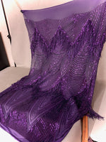 Load image into Gallery viewer, 4-way Stretch Geometric 6" Dangle sequin mesh dress grown Fabric BY THE YARD
