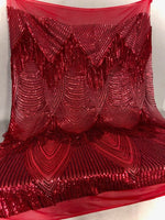 Load image into Gallery viewer, 4-way Stretch Geometric 6" Dangle sequin mesh dress grown Fabric BY THE YARD
