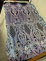 Load image into Gallery viewer, 4-way Stretch Geometric Seashell fishnet sequin mesh dress grown Fabric BY THE YARD
