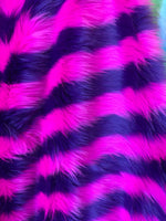 Load image into Gallery viewer, 58"  Wide Purple and fuchsia stripe shaggy faux fur long pile fabric upholstery custome  per yard
