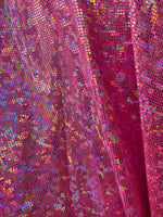 Load image into Gallery viewer, Stretch spandex DARK PINK shattered Metallic  Hologram fabric per yard

