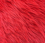 Load image into Gallery viewer, Red shaggy faux fur upholstery fabric  yard 60" wide
