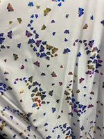 Load image into Gallery viewer, Mini multi butterfly on white pattern 4 way stretch spandex fabric SOLD BY YARD 60 inches wide
