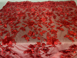 Load image into Gallery viewer, Lily Floral lace sequin Fabric Scalloped ends Sold By yard
