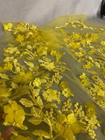 Load image into Gallery viewer, Lily Floral lace sequin Fabric Scalloped ends Sold By yard
