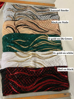 Load image into Gallery viewer, Sequin 4-way Stretch Wave fishnet mesh dress grown Fabric BY THE YARD
