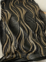 Load image into Gallery viewer, 4-way Stretch Wave fishnet sequin mesh dress grown Fabric BY THE YARD
