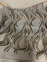 Load image into Gallery viewer, 4-way Stretch Wave fishnet sequin mesh dress grown Fabric BY THE YARD
