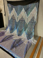 Load image into Gallery viewer, Sequin 4-way Stretch Geometric 6" Dangle sequin mesh dress grown Fabric BY THE YARD
