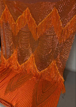 Load image into Gallery viewer, Sequin 4-way Stretch Geometric 6" Dangle sequin mesh dress grown Fabric BY THE YARD
