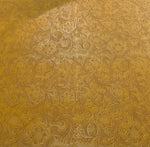 Load image into Gallery viewer, Vinyl leather faux Curry  Western Embossed Floral Faux Leather vinyl fabric per yard 54" Wide
