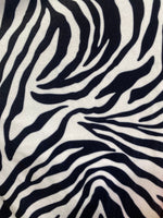 Load image into Gallery viewer, Black white zebra stretch velvet 58" wide
