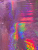 Load image into Gallery viewer, Faux Leather vinyl, Upholstery Crafts Crocodile,  Hologram fabric 54” wide
