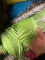 Load image into Gallery viewer, Lime stretch velvet fabric 60" Wide sales  by the yard
