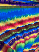 Load image into Gallery viewer, Tye dyed multi Nylon Spandex print fabric.
