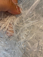 Load image into Gallery viewer, White feather tinsel on mesh fabric per yard 60" wide
