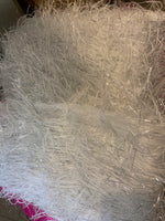 Load image into Gallery viewer, White feather tinsel on mesh fabric per yard 60" wide

