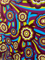 Load image into Gallery viewer, Funky violet Blue floral stretch spandex fabric SOLD BY YARD 60
