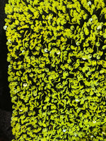 Load image into Gallery viewer, Neon yellow  Sequin on Stretch Velvet 4-Way stretch  dance wear home decor fabric by the yard 60" Wide
