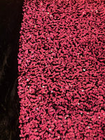 Load image into Gallery viewer, Fuchsia  Sequin on Stretch Velvet 4-Way stretch  dance wear home decor fabric by the yard 60" Wide
