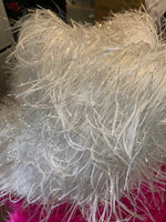 Load image into Gallery viewer, White feather tinsel on mesh fabric per yard 60" wide
