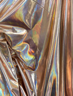 Load image into Gallery viewer, Iridescent Rose Gold Metallic Foil 4Way Stretch Spandex fabric BY THE YARD swimwear dancewear costume 60" Wide
