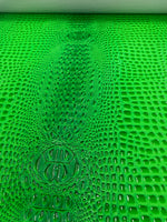 Load image into Gallery viewer, Vinyl Faux Leather – Neon Green Swamp 3D Crocodile | Upholstery, Crafts, Automotive, Bags &amp; Décor
