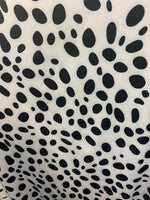 Load image into Gallery viewer, 4 way stretch Dalmatian black/ on white  spandex fabric 60 inches wide
